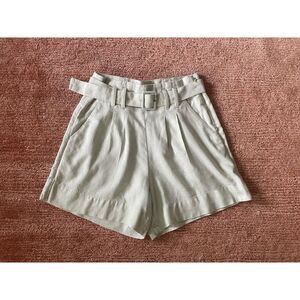 Abercrombie Fitch mint green linen belted high waist shorts size XS
